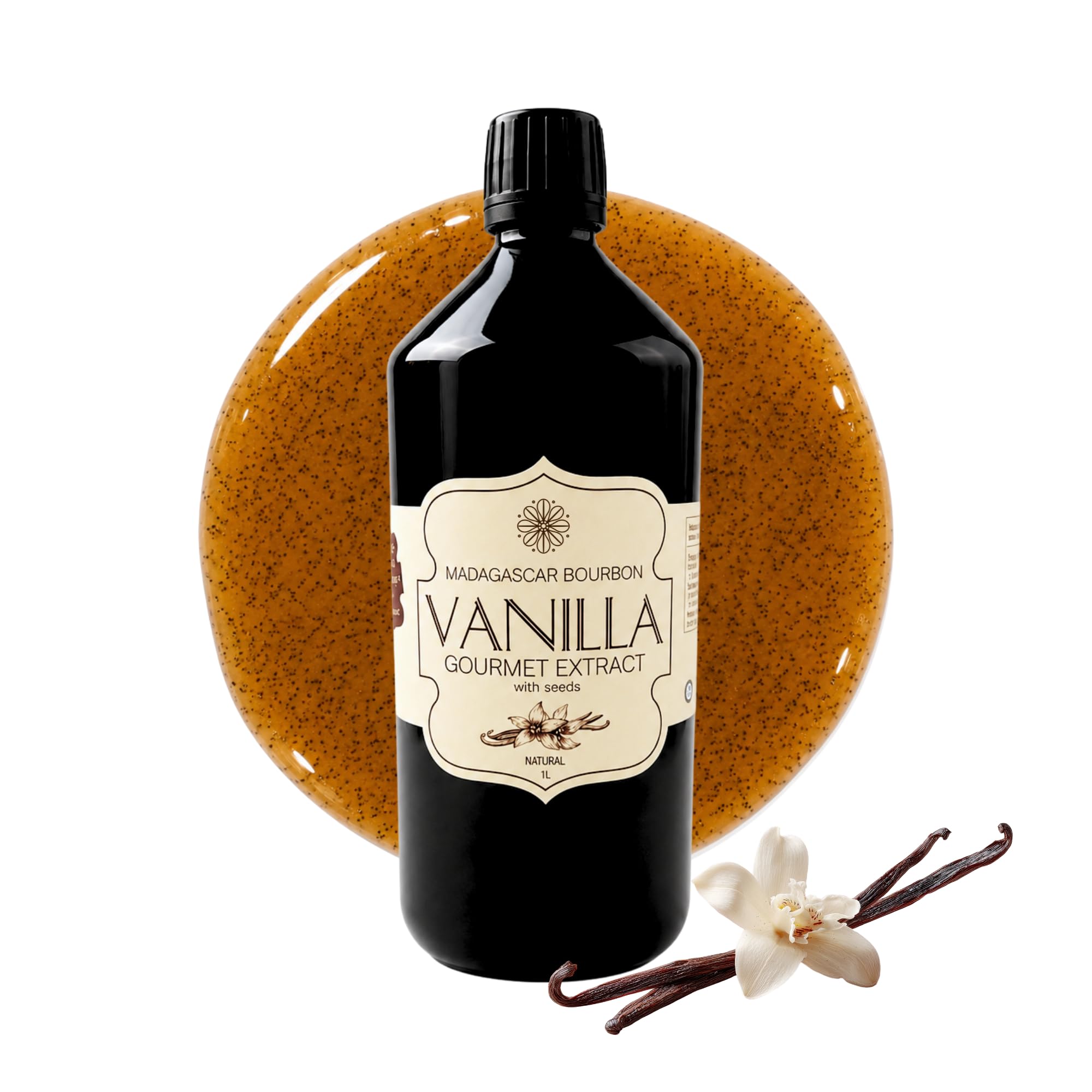 Vanilla Scientific Bourbon Vanilla Extract with Seeds - Professional Alcohol-Free Formula - Madagascar Vanilla for Baking & Desserts - 1l