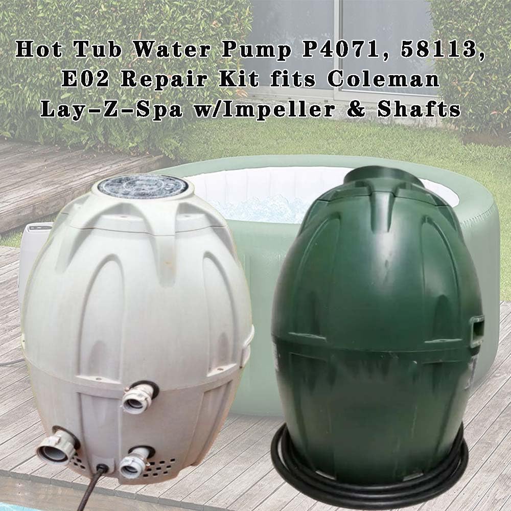 Compatible con 58113 P4071 E02 - Kit de reparación de bomba de agua para bañera de hidromasaje Coleman Lay-Z-Spa con impulsor y ejes