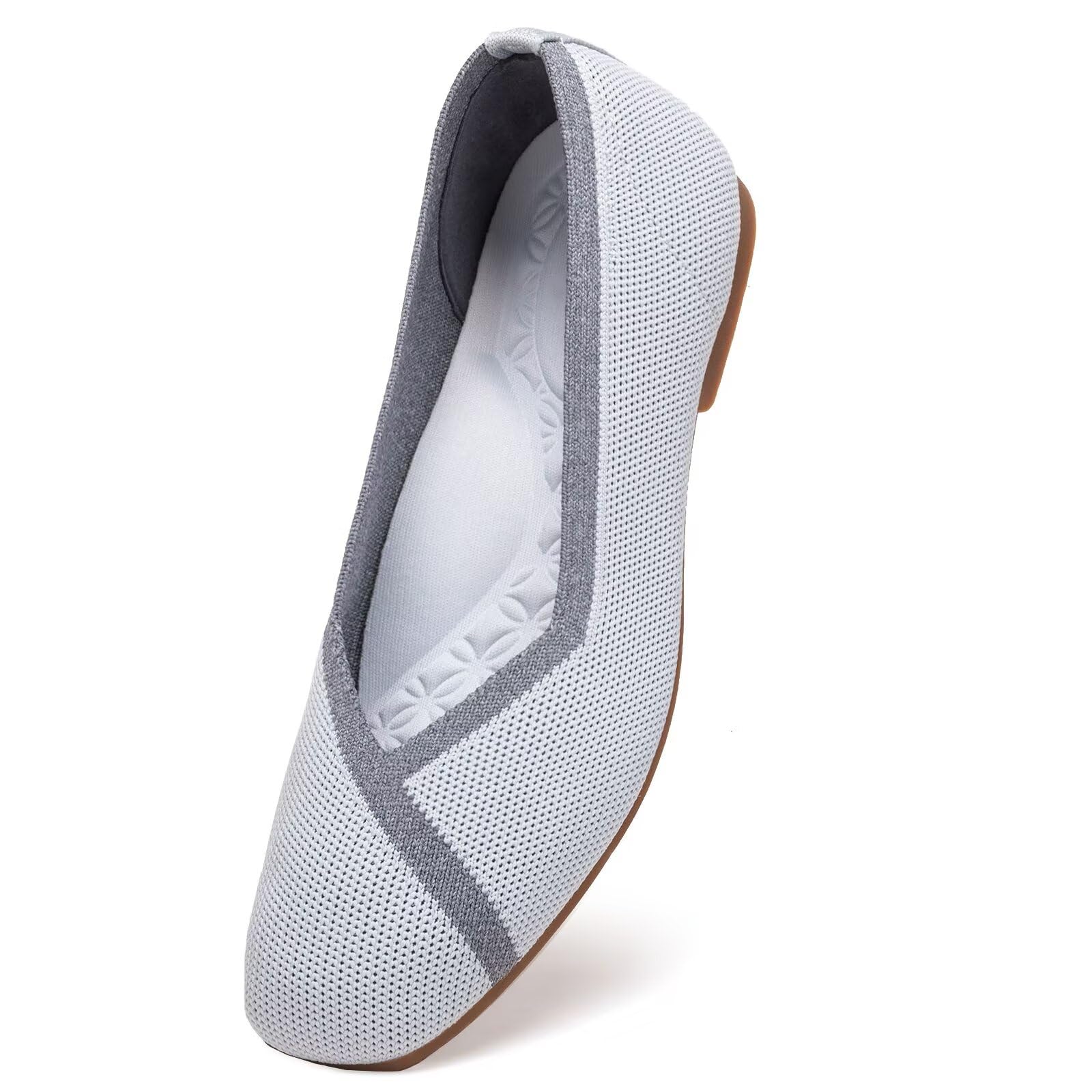 Frank Mully Zapatos planos planos para mujer con punta cuadrada, cómodos zapatos planos de punto, zapatos de trabajo para mujer