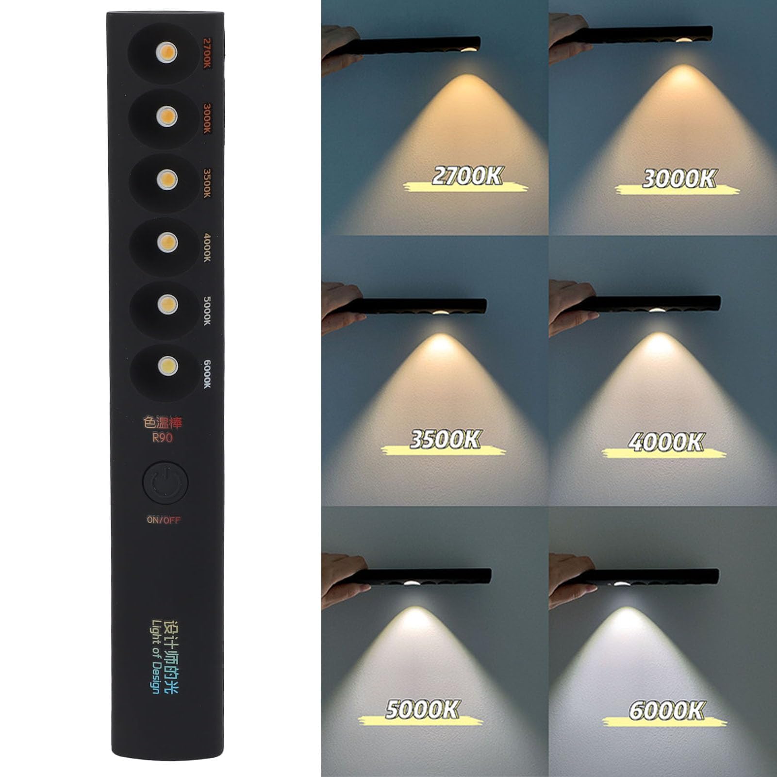 Bâton lumineux portatif de température de couleur de poche bâton de lumière vidéo de photographie professionnel rechargeable 2700K 6000K 6 modes bâton de lumière de