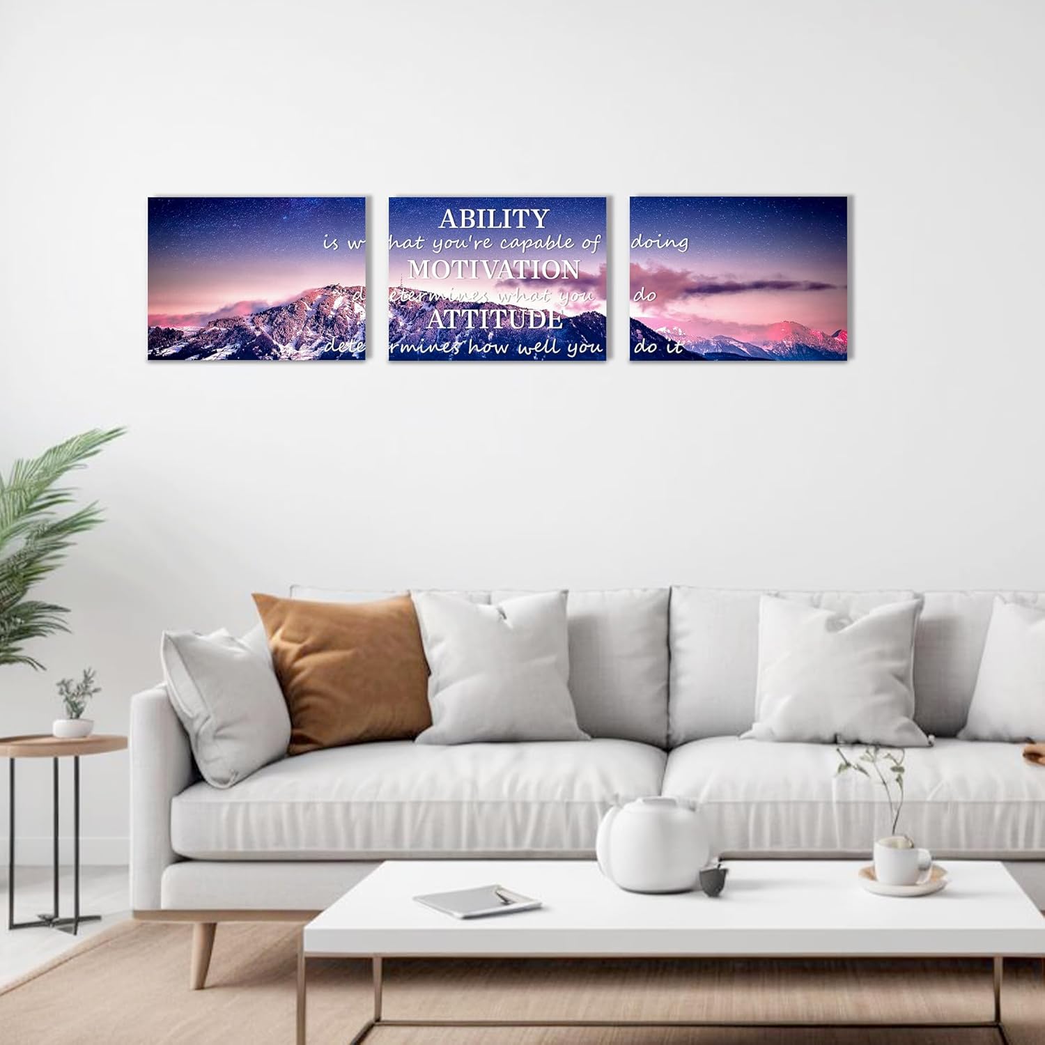 xiysien Inspirational Quote Wall Art Ability Motivation Attitude Motivational Positive Quote Prints Framed Artwork for Living Room Bedroom Office Wall Decor 12''x16''x3PCS