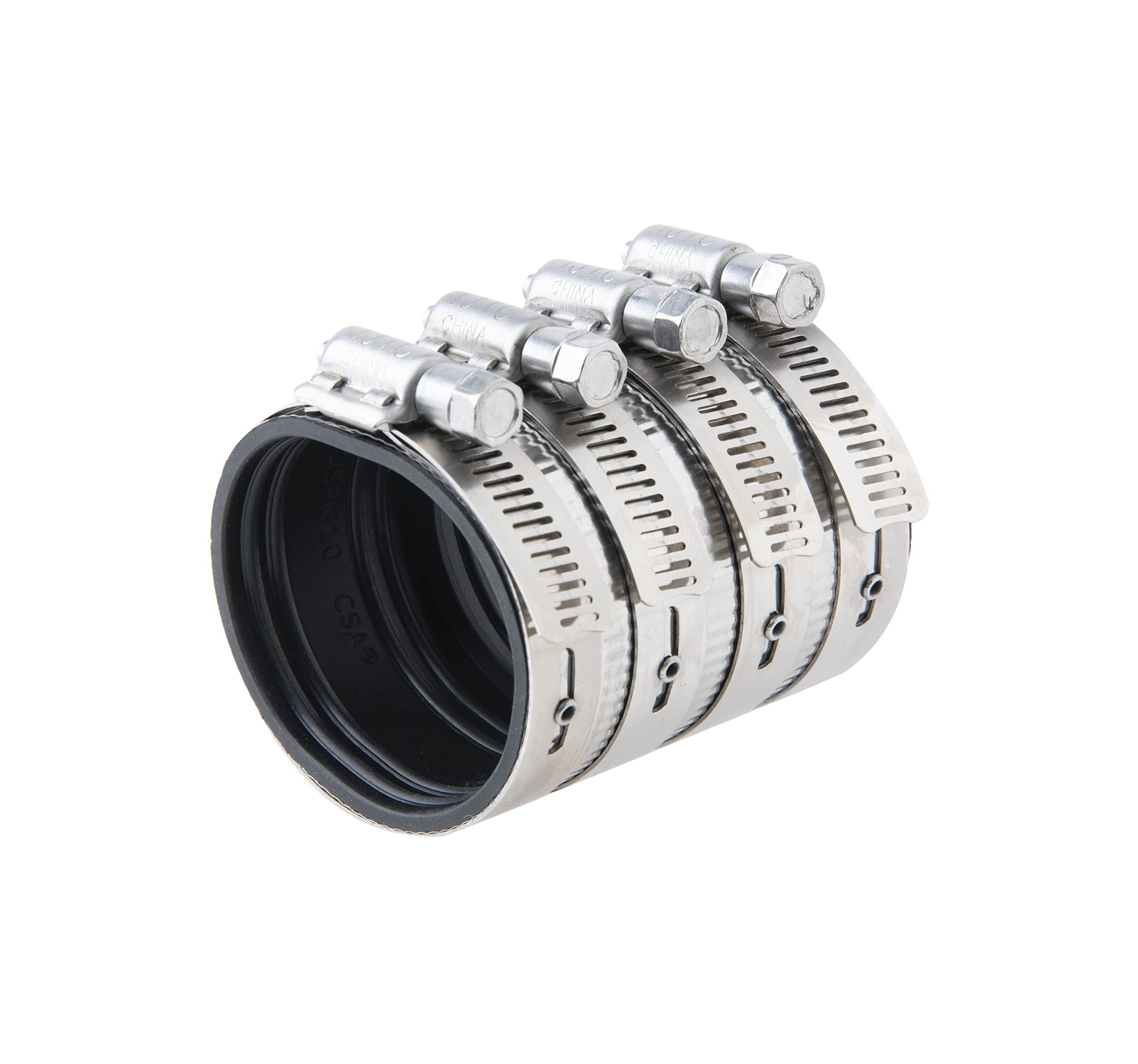 Black Swan 21310 Heavy Duty No-Hub Couplings with Stainless Steel Clamps, 100% Neoprene and Complies with ASTM C 564-2" Inch