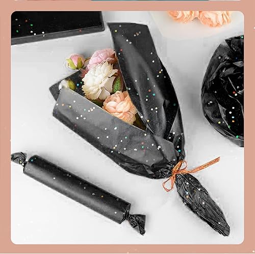Miniatura 6 de Papel de seda negro con purpurina para bolsas de regalo, 36 hojas de 20 x 20 pulgadas, papel de regalo reciclable para bodas, cumpleaños, fiestas y