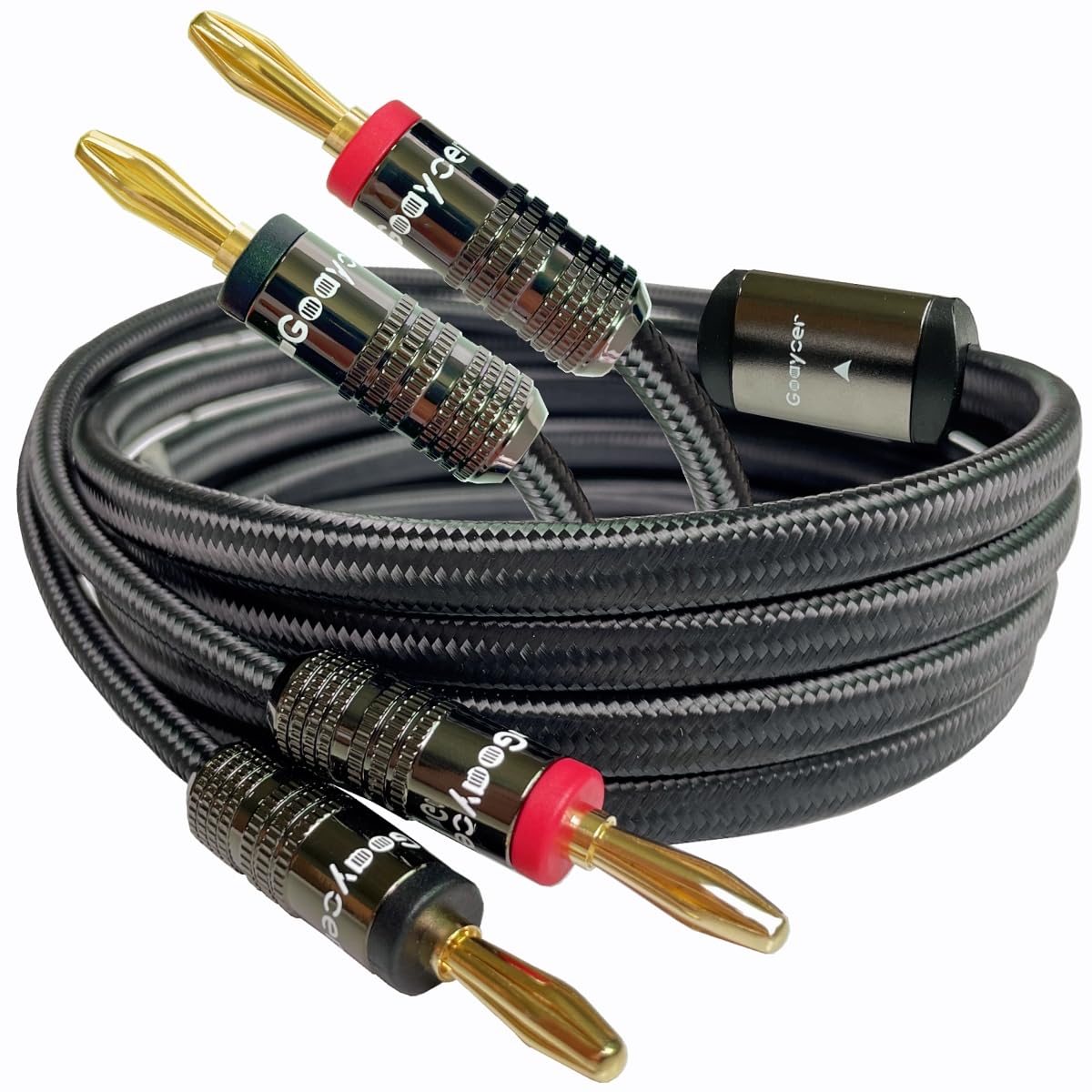 Speaker Wire with Banana Plugs, 14AWG Speaker Cable with Gold-Plated Banana Tips,Oxygen-Free Copper (OFC), 6.6FT/2M