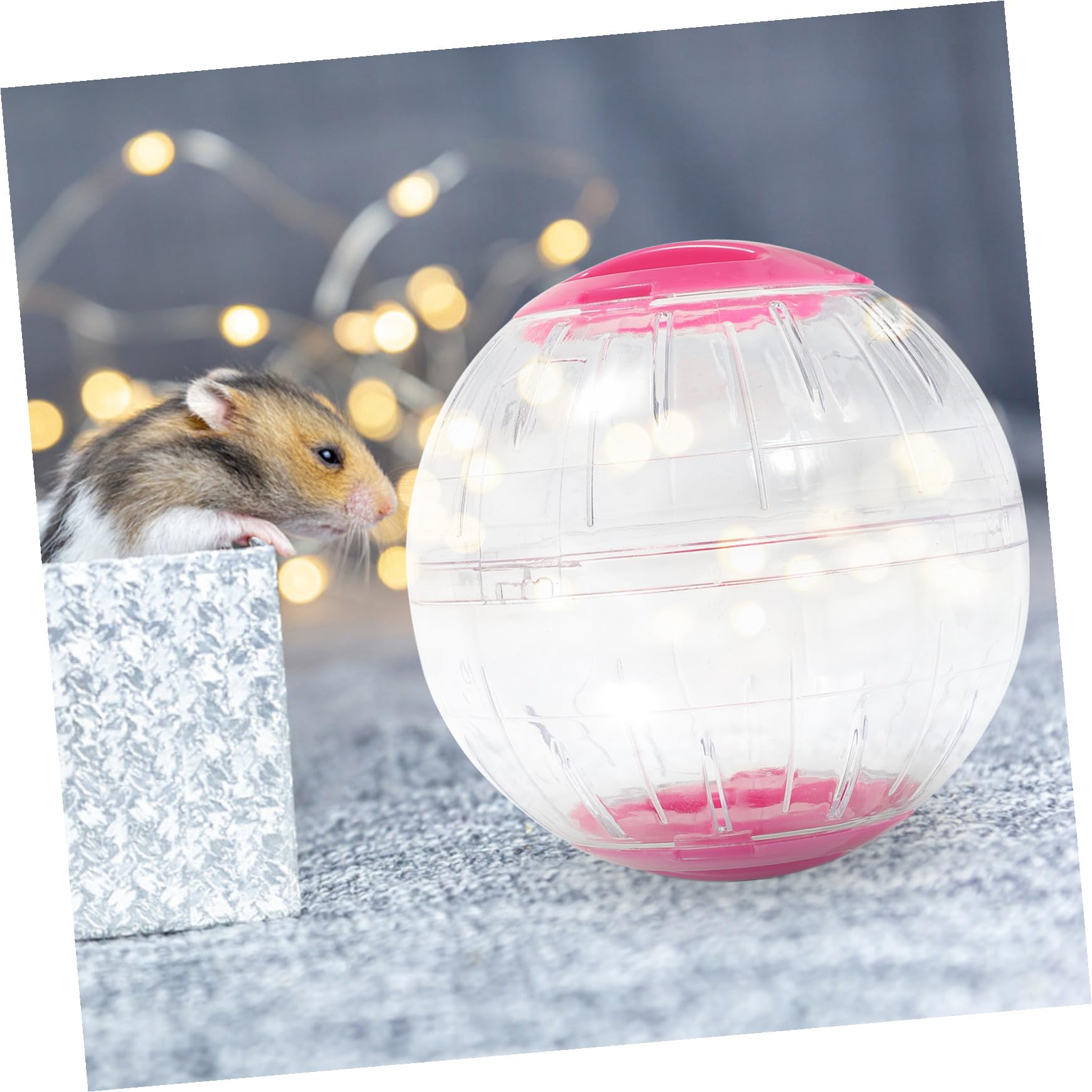 4 Pièces Boule Exercice Transparente pour Petits Animaux Bleues Roses Roue Silencieuse Portable pour Hamster Gerbille Souris et Petits Mammifères Activité pour Cage
