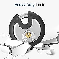 Vista 5 de Puroma Keyed Padlock, Stainless Steel Locker Lock Heavy Duty Locks with 3 Keys, Waterproof Gate Storage Unit Lock with Rubber Bumper for Warehouse