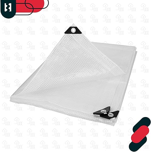 KOTARBAU® Tarpaulin - Polyethylene - 2 x 3 m (6.6x9.8 ft) - Transparent - 120 g/m2 - Tarpaulin Waterproof Heavy Duty - Reinforced Edges - UV Resistant - With Eyelets - Universal Cover Sheet - 6
