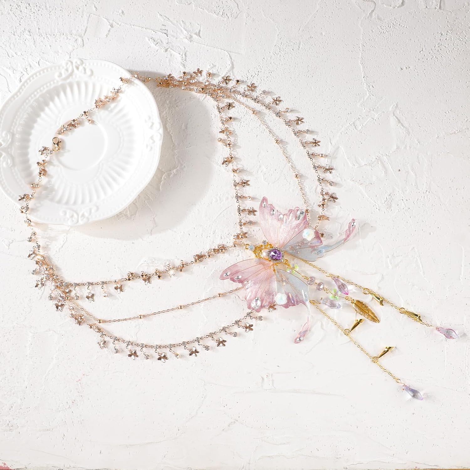 MOSTORY Woodland Butterfly Fairy Necklace - Renaissance Necklace for Fantasy Fairycore Jewelry Renfaire Outfit Women Cosplay - Image 5