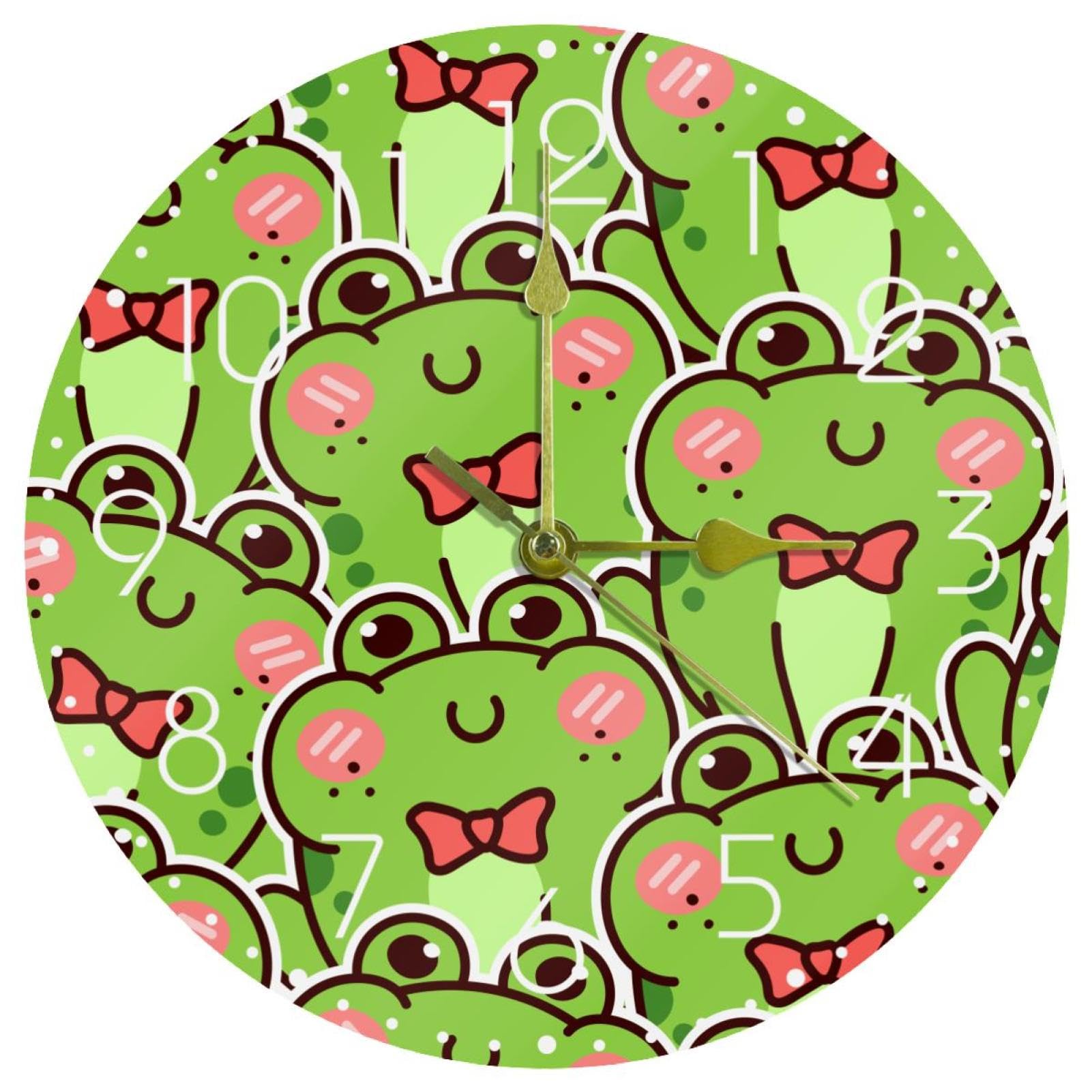 Horloge murale ronde grenouille 25cm pendule silencieuse bureau et maison