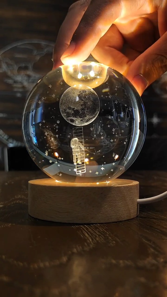 Watch Fire Turtle Glass Lamp 3D Crystal Ball Astronomy Night Lamp