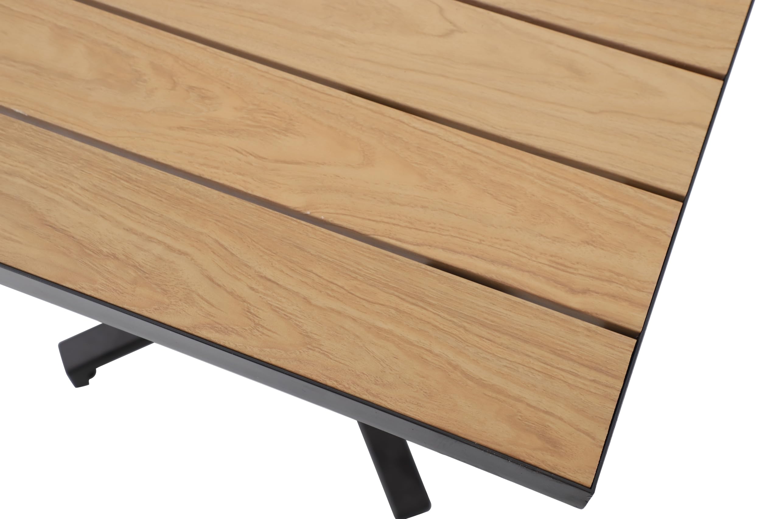 METRO Professional Table Carrée de terrasse SHAD, Rabattable, Aluminium, Aspect Bois, Résistante, Beige/Noir