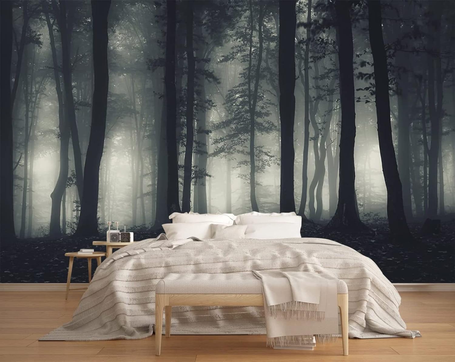 Papier peint mural 3D forêt 400x280 cm pour rénover un mur abîmé sans colle ni travaux