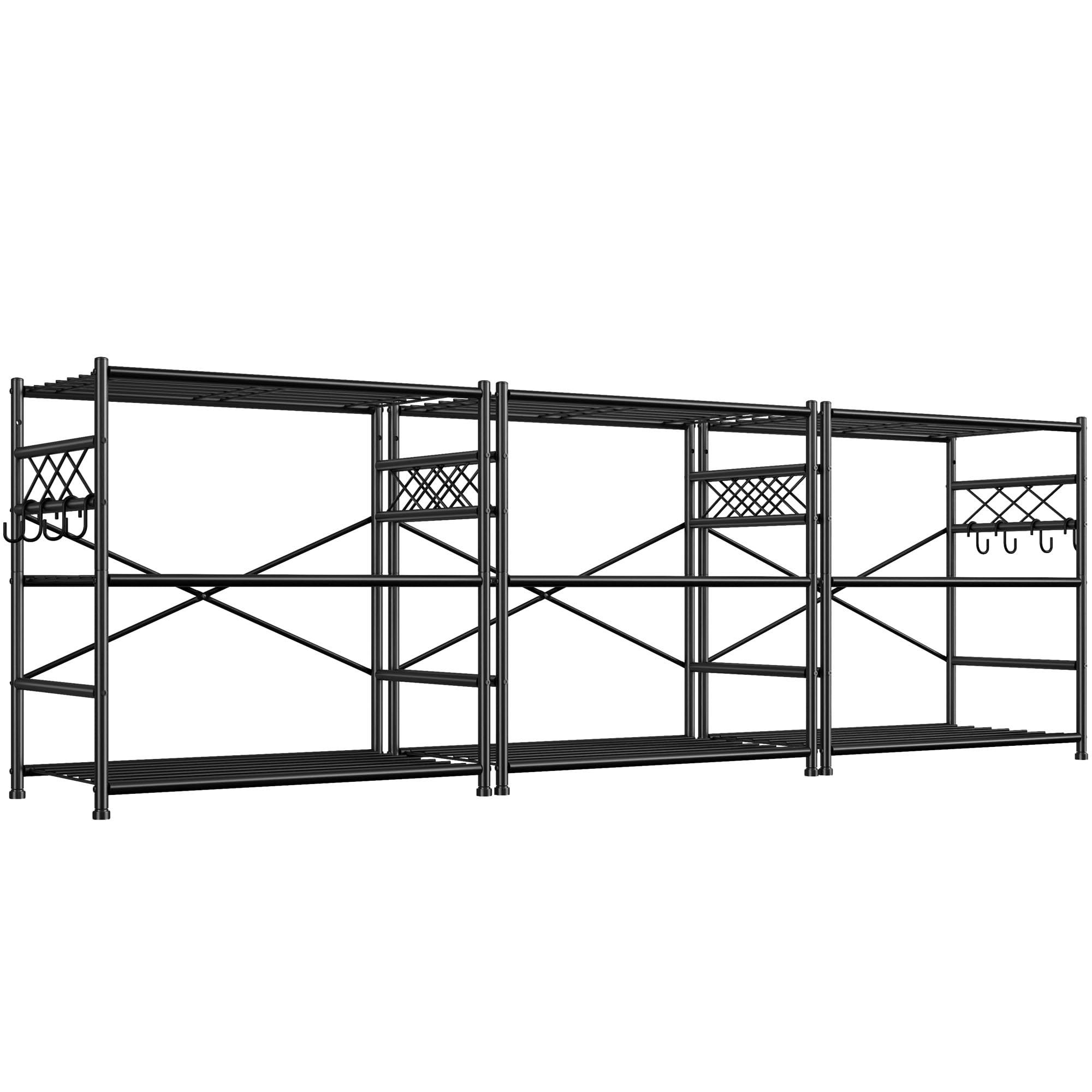 Durayloly 3Tier Storage Shelves Metal Shelving Unit Organizer,Adjustable Wire Shelving Rack Pantry Kitchen with Hooks,Shelves for Laundry,Office and Bathroom closet shelves 23.6" W x 13.8" D x 30.9" H