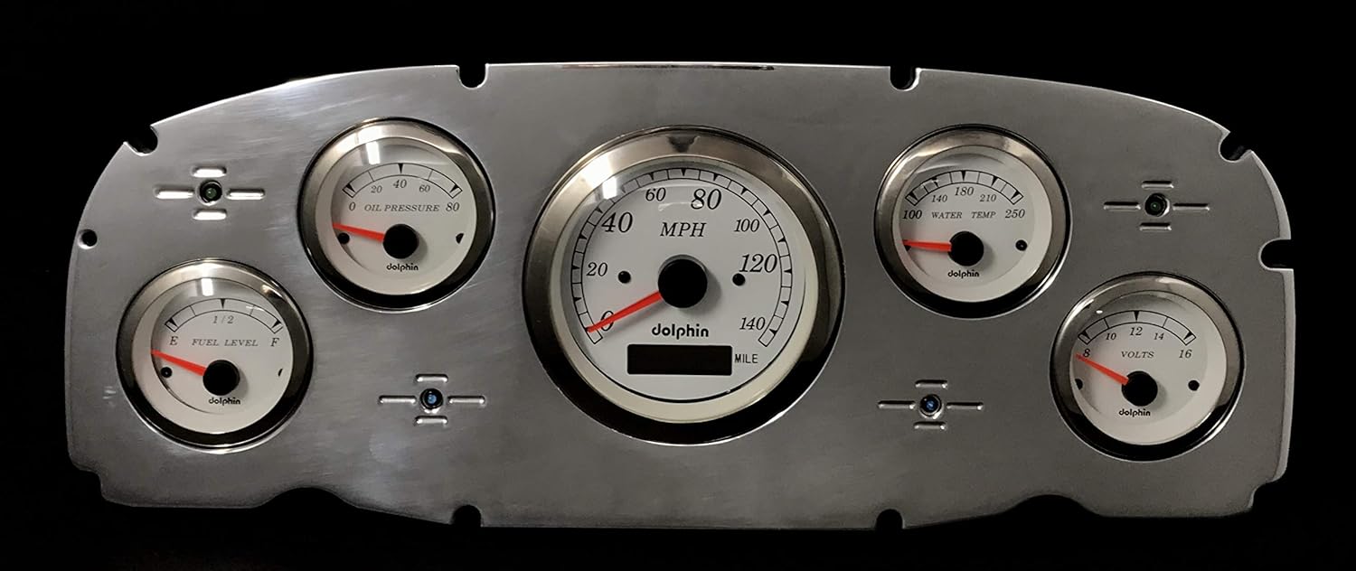 Dolphin Gauges Compatible with 1959 Ford Car 5 GPS Gauge Dash Cluster Panel Set White