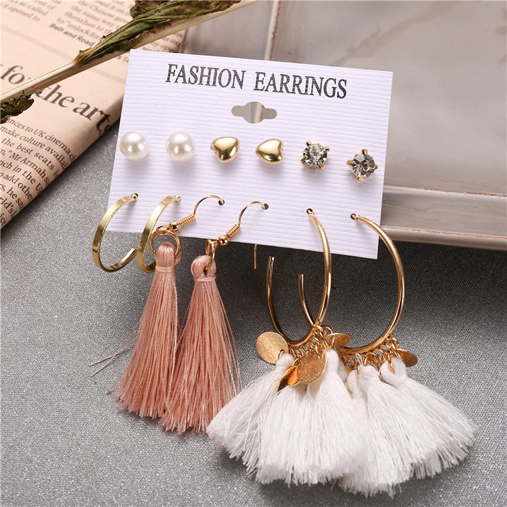 Stylish Tassel Studs Earrings - Multicolour