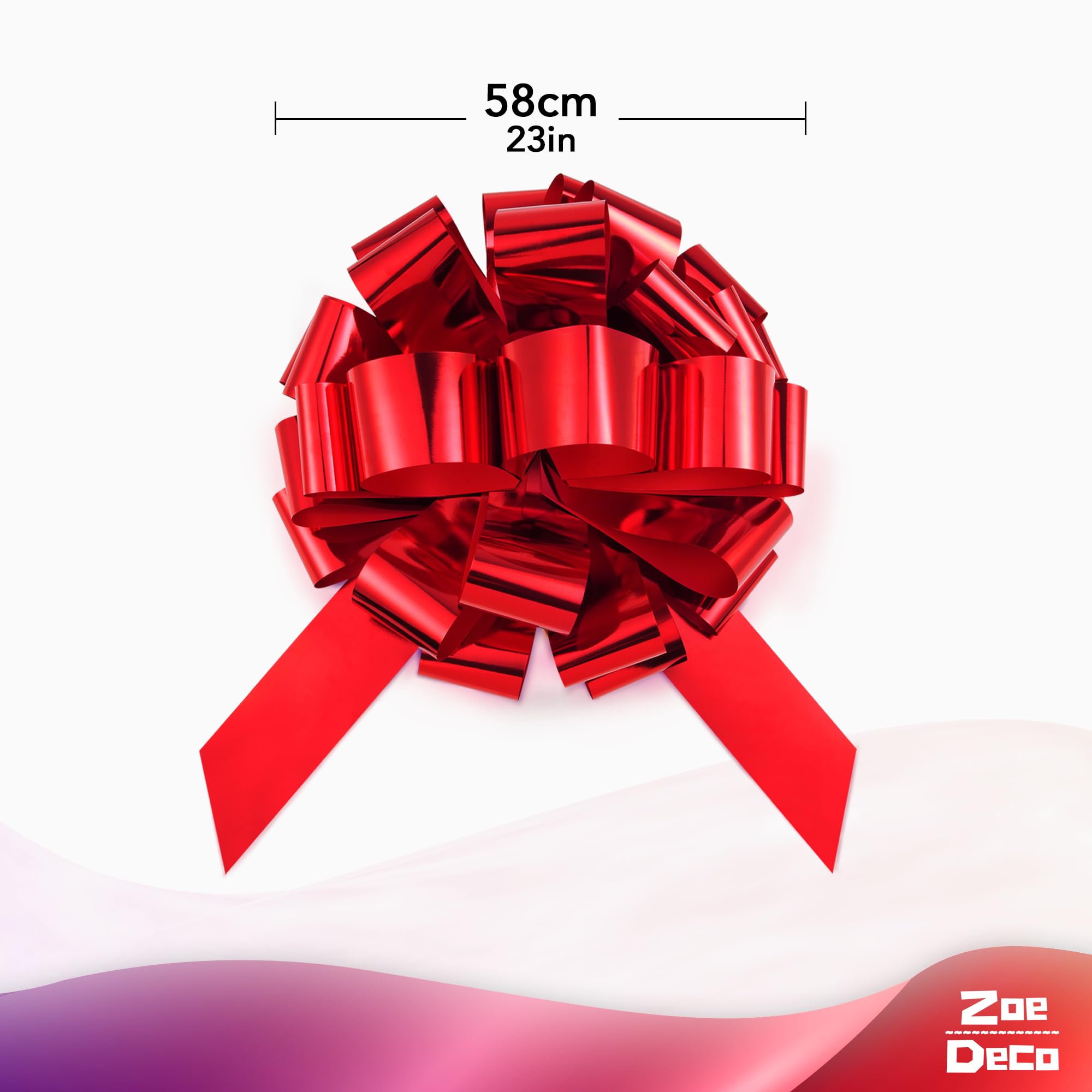 Lazo Grande para Coche Rojo metálico 58 cm 23 Pulgadas para Envolver Regalos