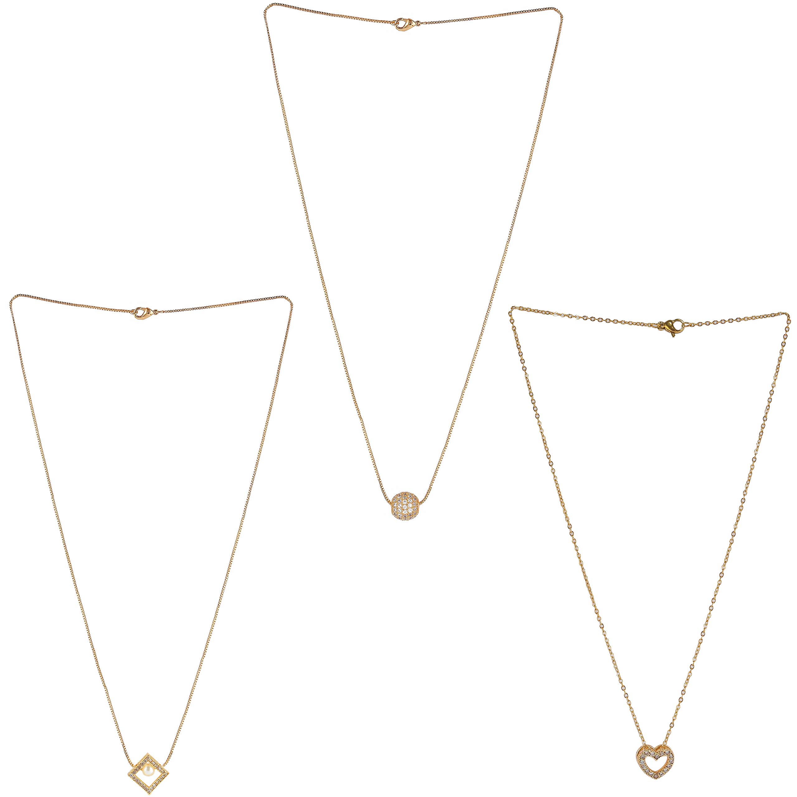 Brado Jewellery Gold Plated White AD Square And One Love Heart Shape Pendant With Satari Chain Combo Of 3 Necklace Chain Pendant for Women and Girls (B08TLMZPGD) Amazon Price History, Amazon Price Tracker