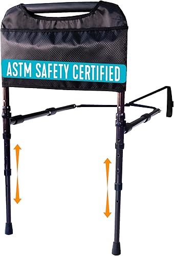 Able Life - Barandilla de cama resistente, barra de cama ajustable con patas de apoyo para prevención de caídas, riel de mesita de noche con bolsa