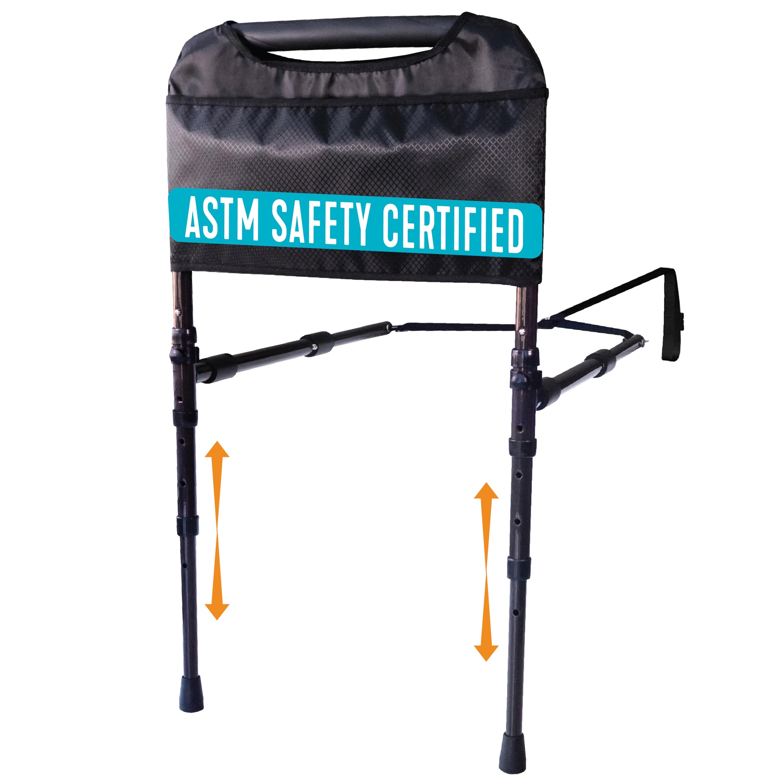 Able Life Sturdy Rail, Adjustable Stand Assist Bed Bar with Support Legs, Bedside Railing Mobility Aid with Organizer Pouch for Adults, Seniors, and Elderly, ASTM Safety Approved Bedrail