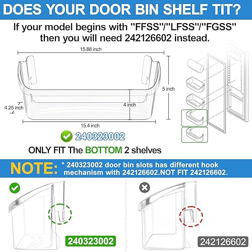 Miniatura 2 de UPGRADED 240323002 Refrigerator Door Bin Shelf ReplacementCompatible with Frigidaire Refrigerator PartsBottom Door Bin 2 Shelves AP2115742