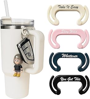 Personalized Stanley Cup Accessories, 4 Pcs Key Charm Holder for Stanley 40oz/30oz H2.0 Tumbler, Double-Sided Hook Detachable Handle Clips