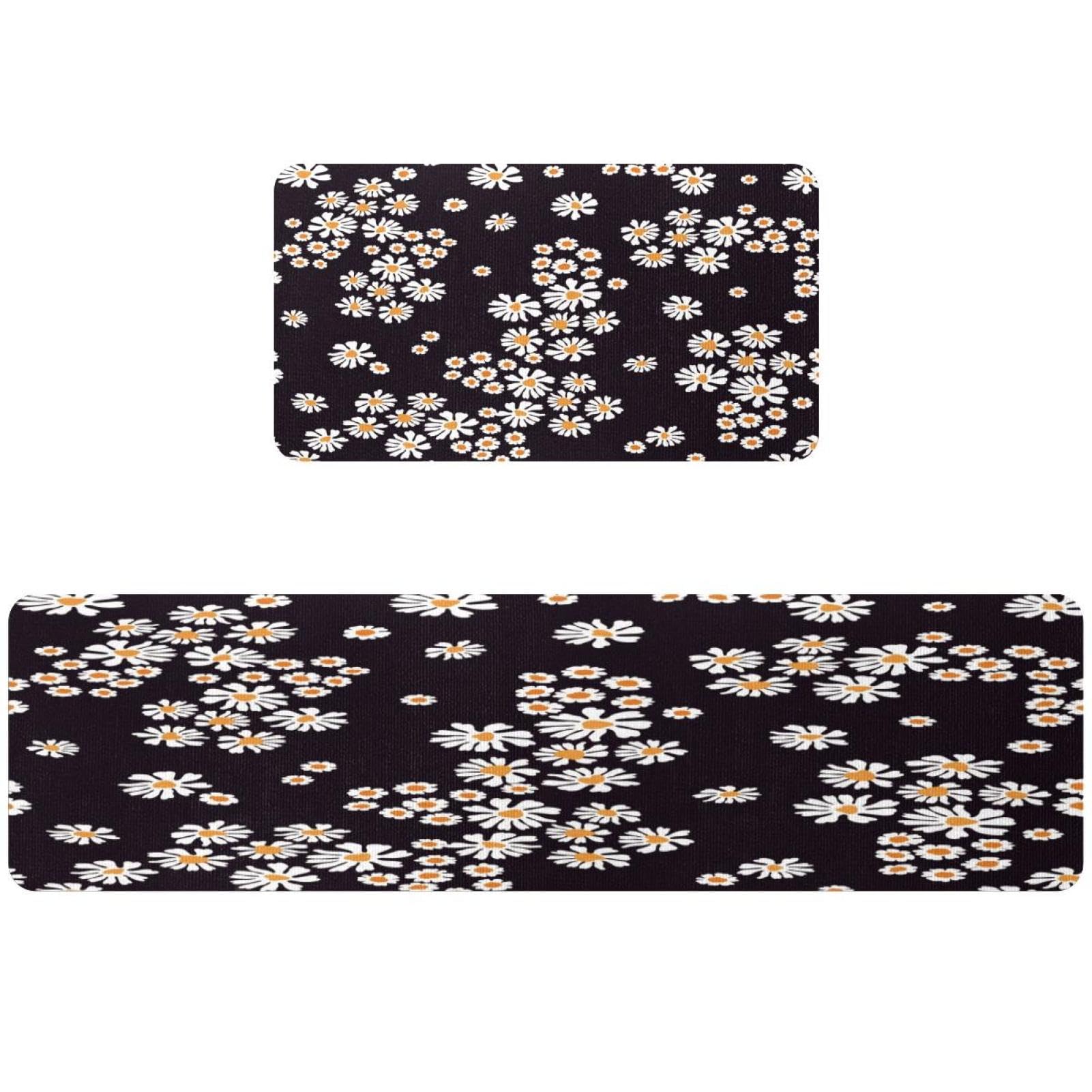 2 alfombrillas de cocina antideslizantes VAPOKF lavables con diseño de margaritas