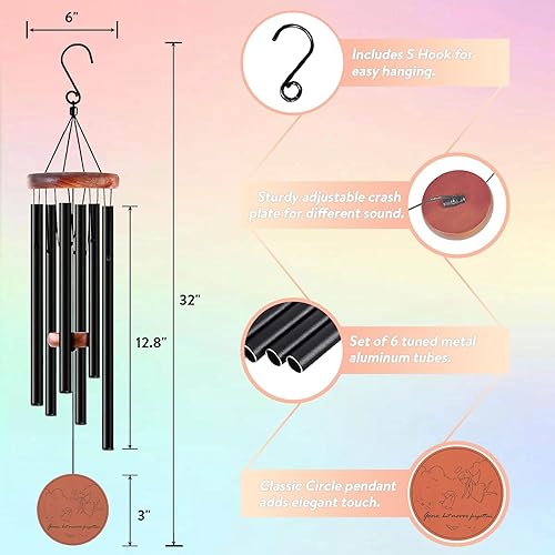 Miniatura 4 de FourAngels - Campanillas de viento conmemorativas para perros, 32 pulgadas, regalo de condolencias para la pérdida de perro