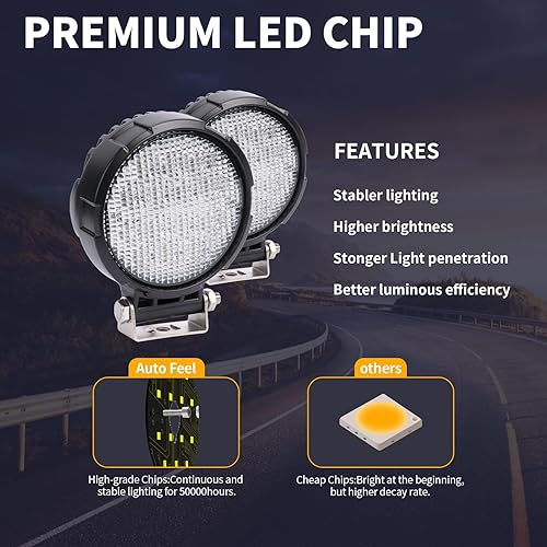 Miniatura 2 de YCHOW-TECH Cápsulas de luz LED redondas difusas, 2 unidades de 4 pulgadas, 160 W, luces LED de trabajo todoterreno, luz de zanja, lámpara