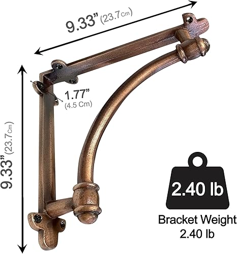 Miniatura 36 de NACH Soportes decorativos para estantes, paquete de 2 soportes de estante de hierro fundido de metal antiguo de 9.6 x 1.7 x 9.6 pulgadas, soportes