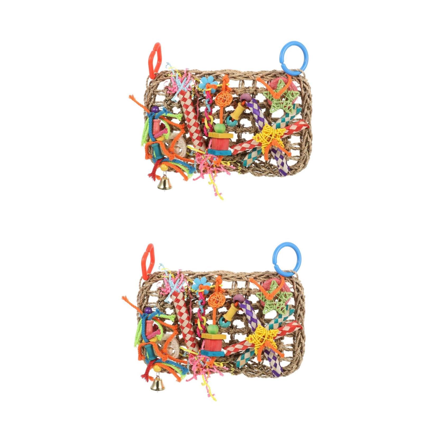 BESPORTBLE 2pezzi Cuscino Appeso Per Uccelli Alga Marina Giocattolo Da Morsicare Creativo Per Pappagalli Accessorio Per Gabbie Da Uccelli Per Divertimento e Gioco Sicuro