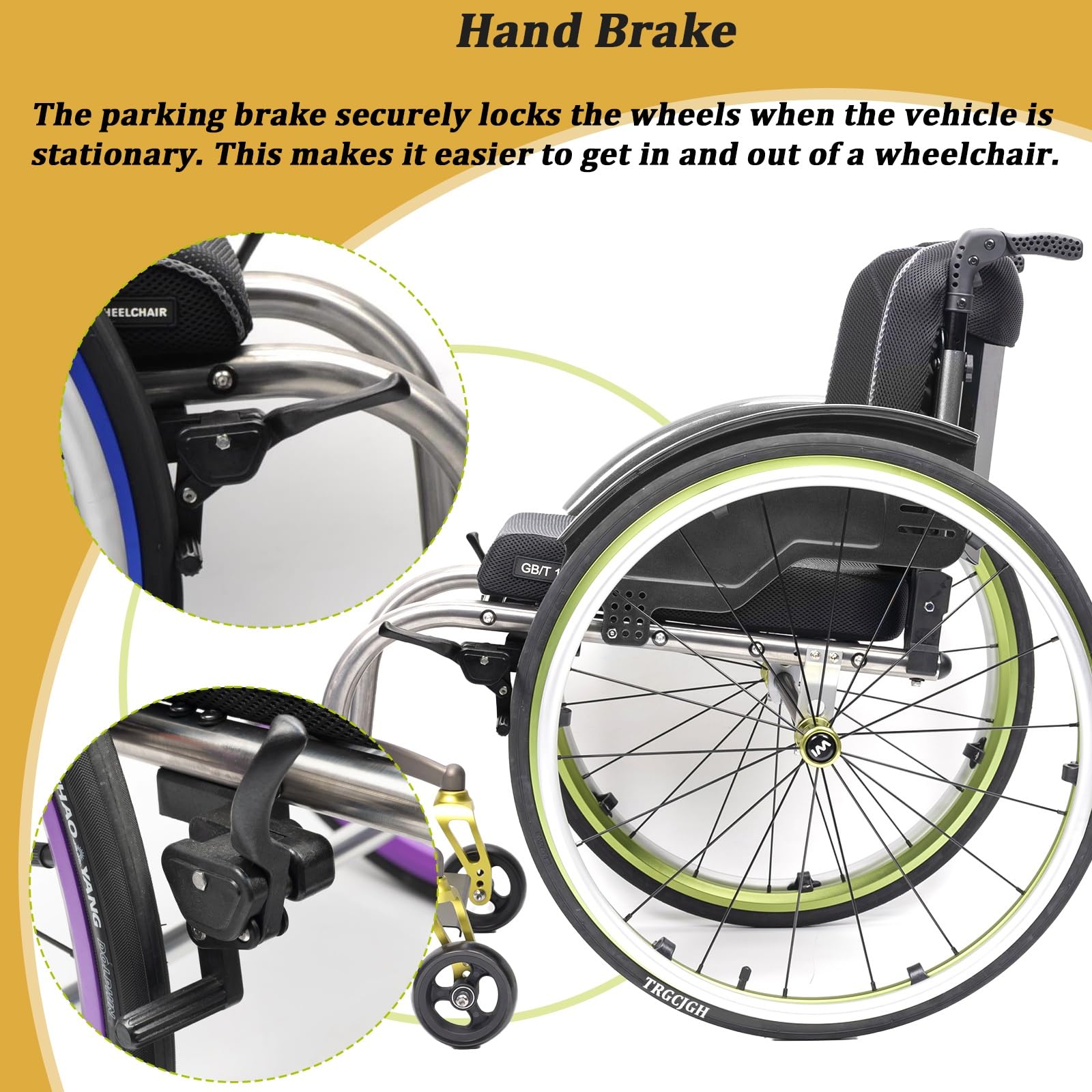 Carrozzina per Disabili Pieghevole leggera ad Autospinta, Sedia A Rotelle perSchienale diviso,Freno manuale,12KG(Green,15.7in Seat Width)