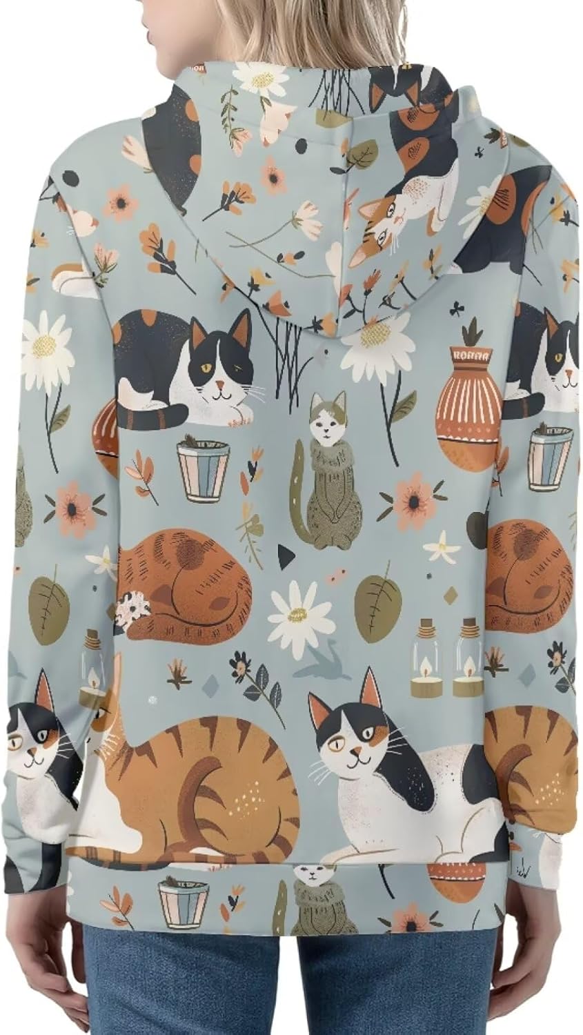 Funny Cute Print Zip Up Hoodie Women Comfy Loose Fit Hoodies with Front Pockets Zipper Hoodied Sweatshirts - Image 4