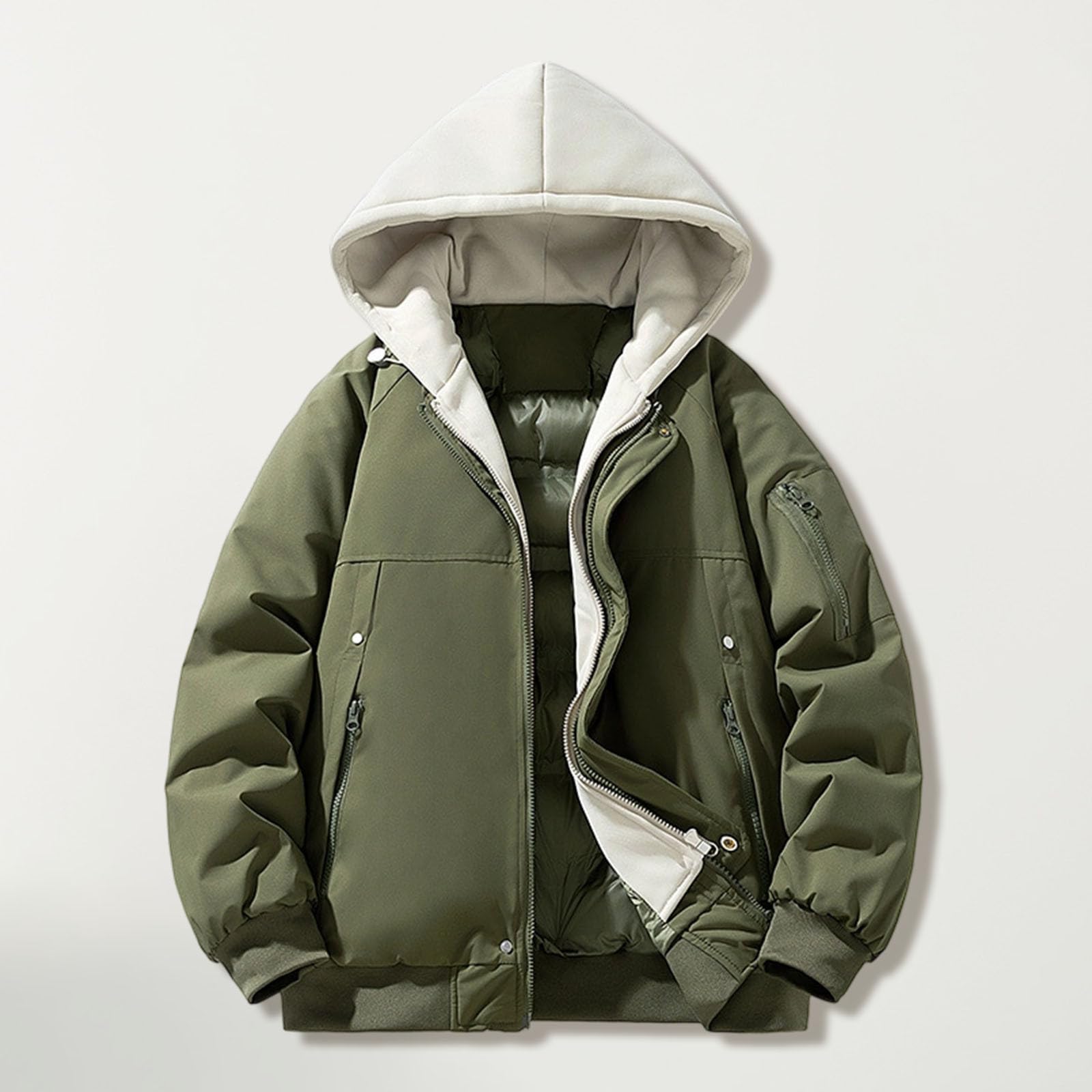Chaqueta De Trabajo Hombre Elegante Y Elegante Chaqueta Con Capucha Para Hombre Cómodo Otoño-Invierno Oversize Para Estilo Casual Con Capucha Gruesa Y Manga Larga