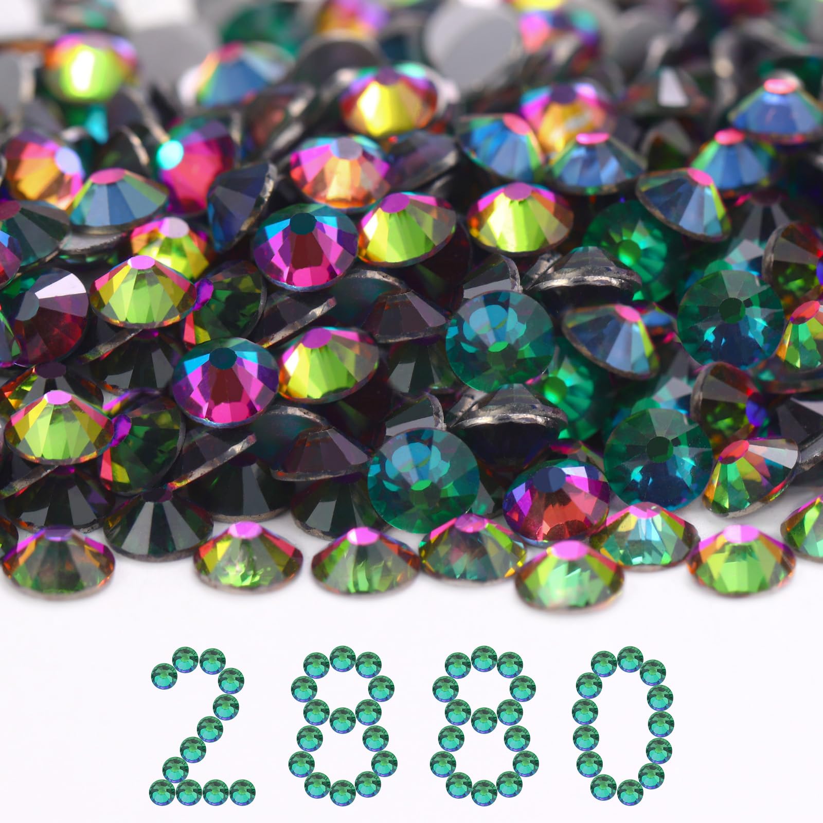 2880PCS Green Volcano Flatback SS30 Rhinestones Bulk(6.3-6.5mm)