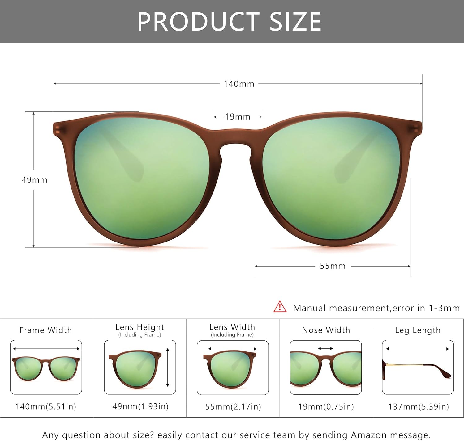 SUNGAIT Vintage Round Sunglasses for Women Classic Retro Designer Style (Brown Frame(Matte Finish)/Yellow-Green Lens) 1567 CKHL