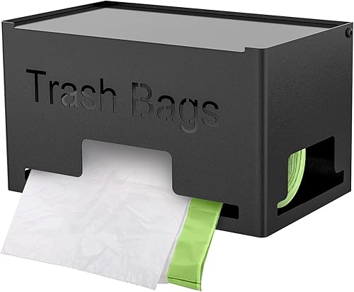 STWWO Soporte para bolsas de basura, dispensador de bolsas de basura de metal, organizador de bolsas de basura de cocina para gabinetes, encimera,