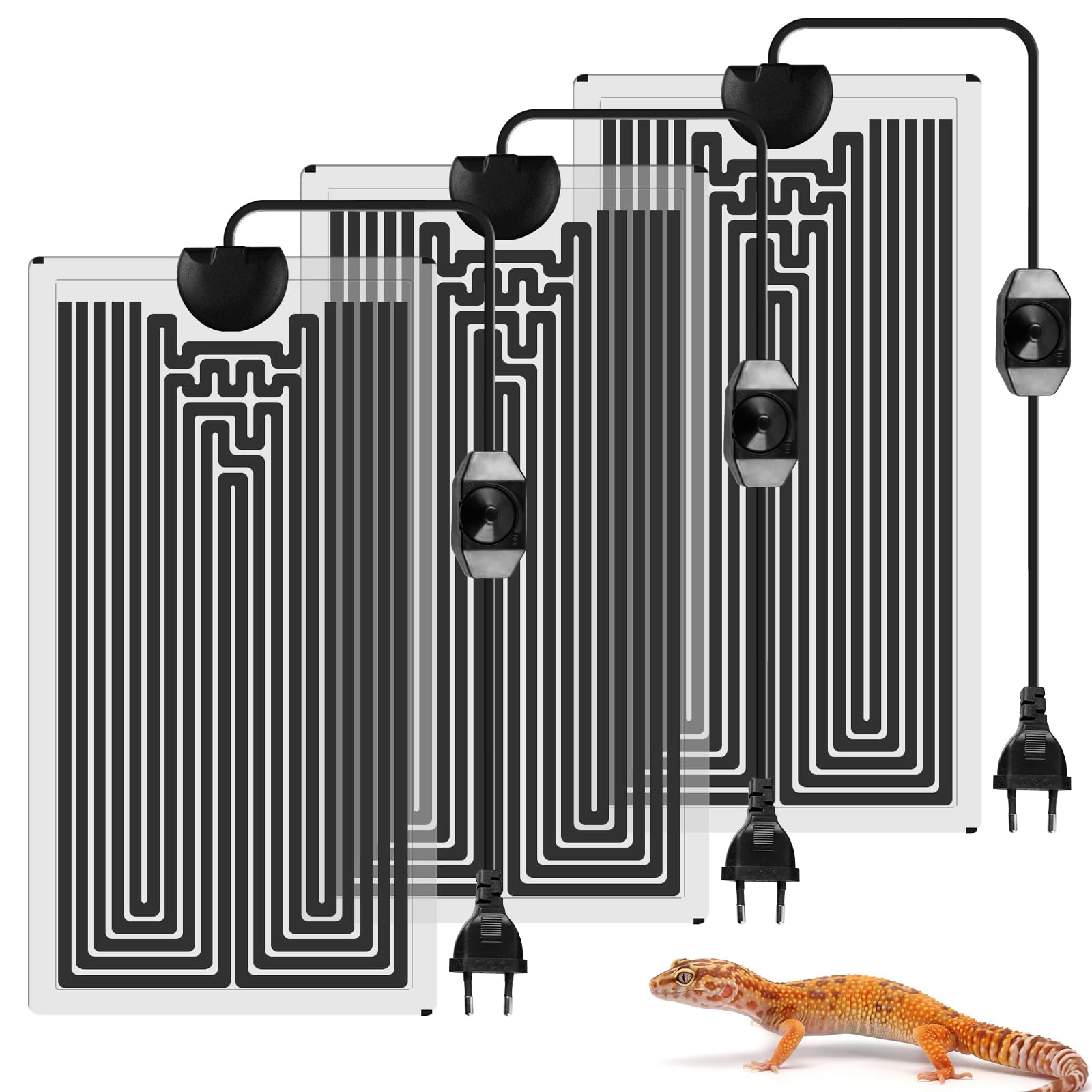 BORDEAG Tapetes Térmicos para Terrarios, 3 Piezas Alfombrilla Térmica para Reptiles, Manta Calefactora para Reptiles con Temperatura Ajustable, 7 W Alfombrilla Calefactora para Reptiles (15 × 28 cm)