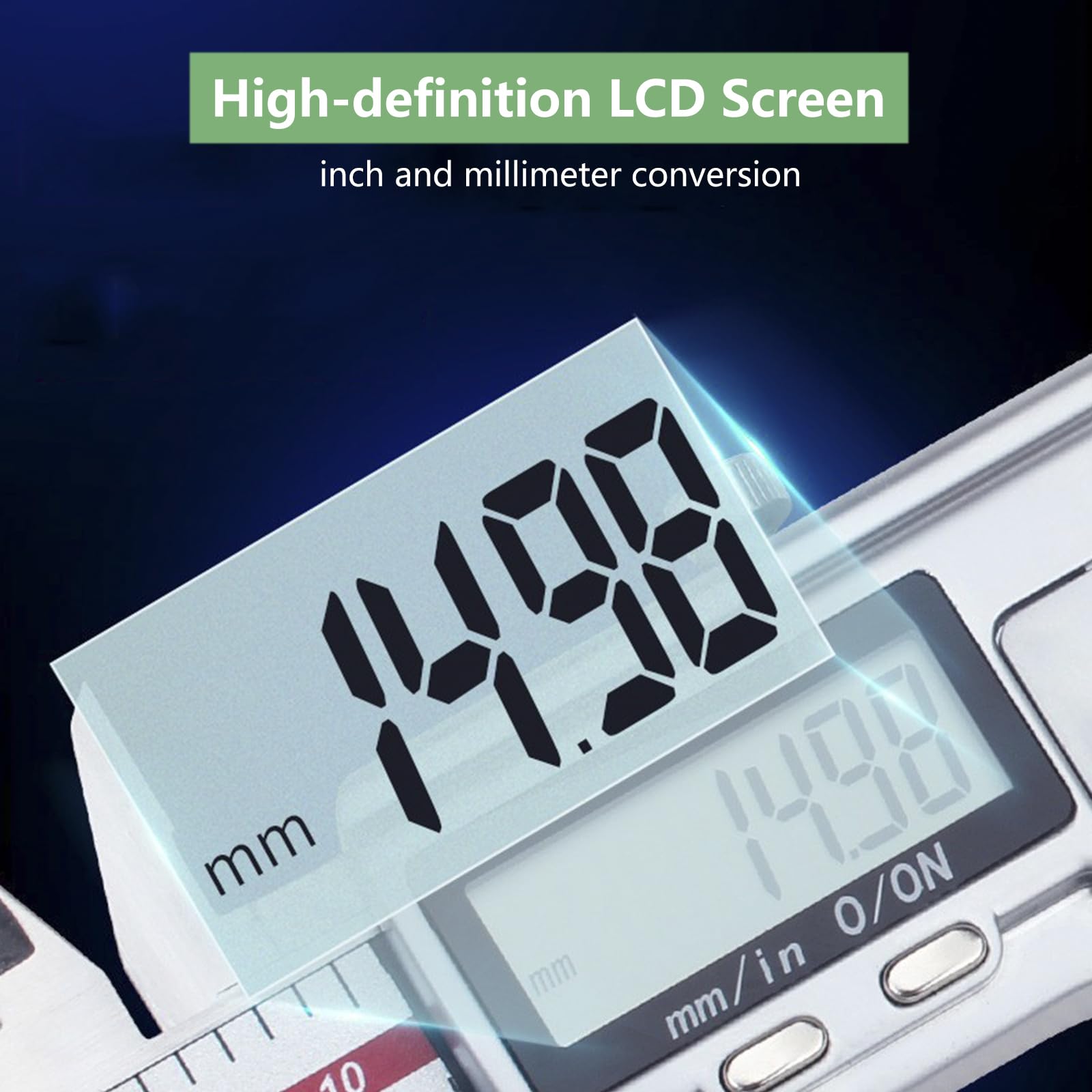 Calibre Digital 300mm/12" de Acero Inoxidable, Pie de Rey Digital IP67 Impermeable con Pantalla LCD, Herramienta de Medición de Calibrador para Carpintería/Joyería/Bricolaje/Hogar