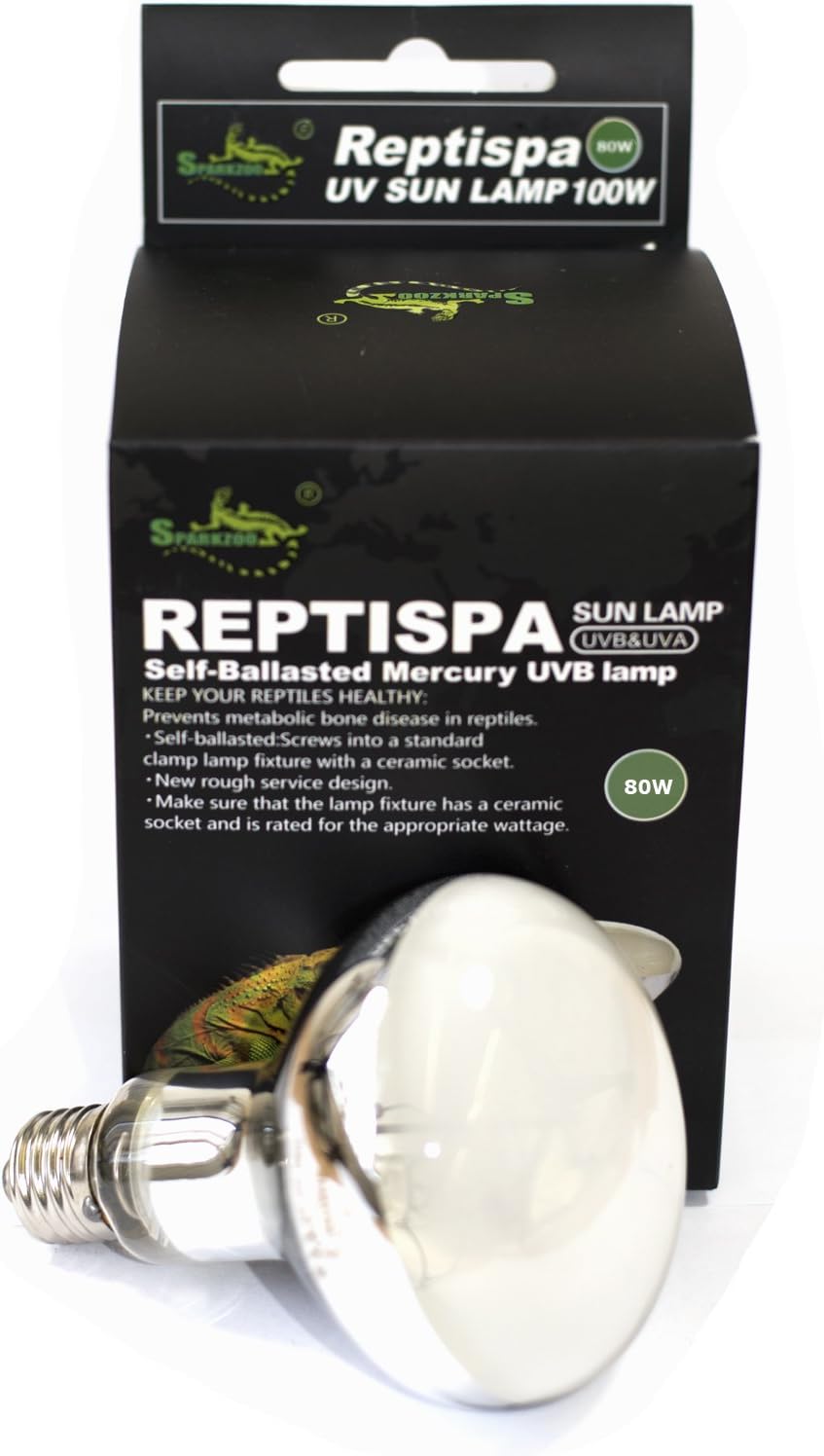 TANGDI WERPOWER Reptile Mercury Vapour 80 Watt Lamp UV UVA UVB Heat Bulb Lamp ES27 Screw Thread/Tortoise D3 Combined Heat and Light