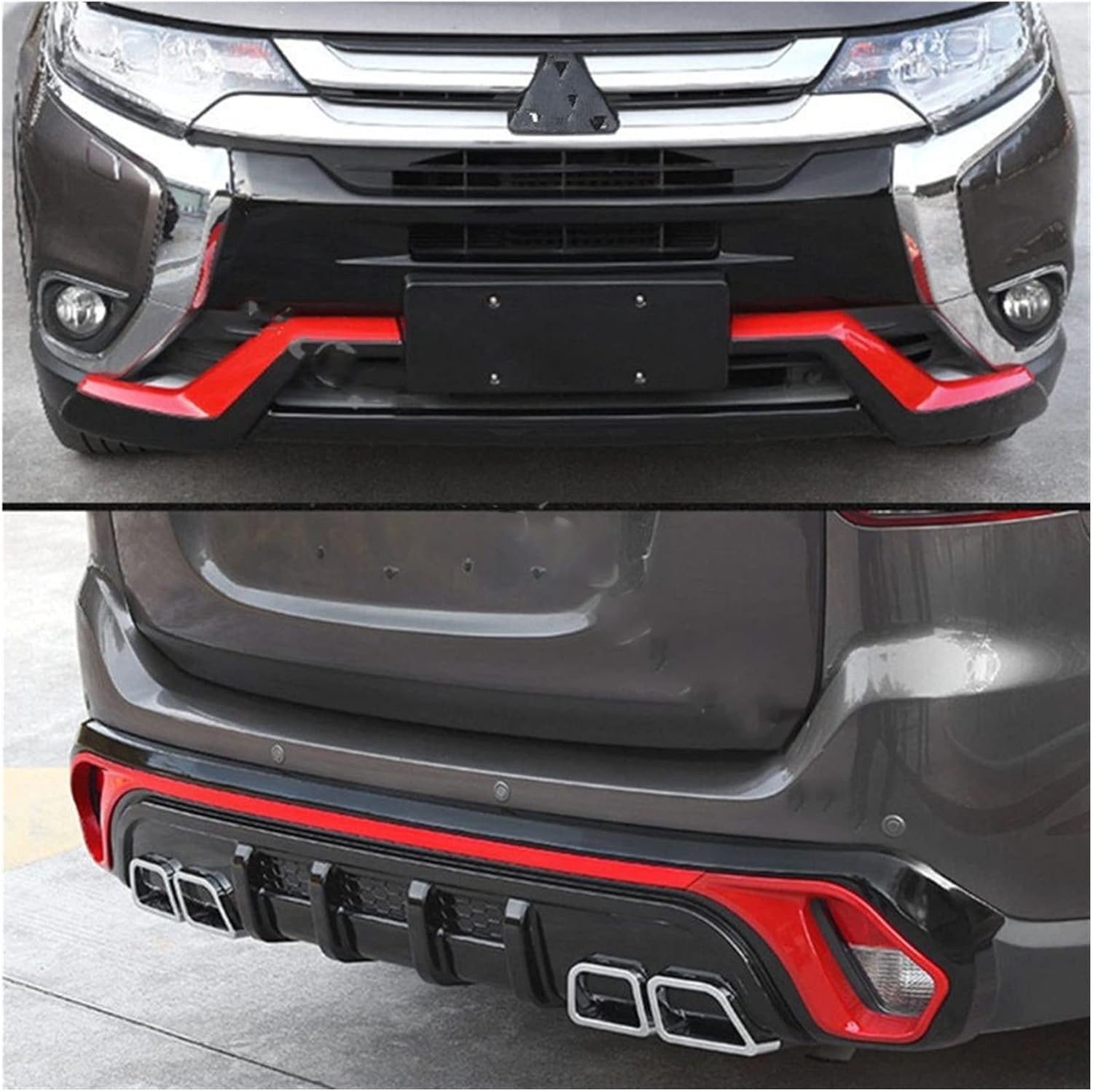 LINGYUE Car Styling Plastic Front+Rear Bumper Guard Protector Compatible for Mitsubishi Outlander Samurai 2016-2018 Car Accessories Bumper Bracket(A)