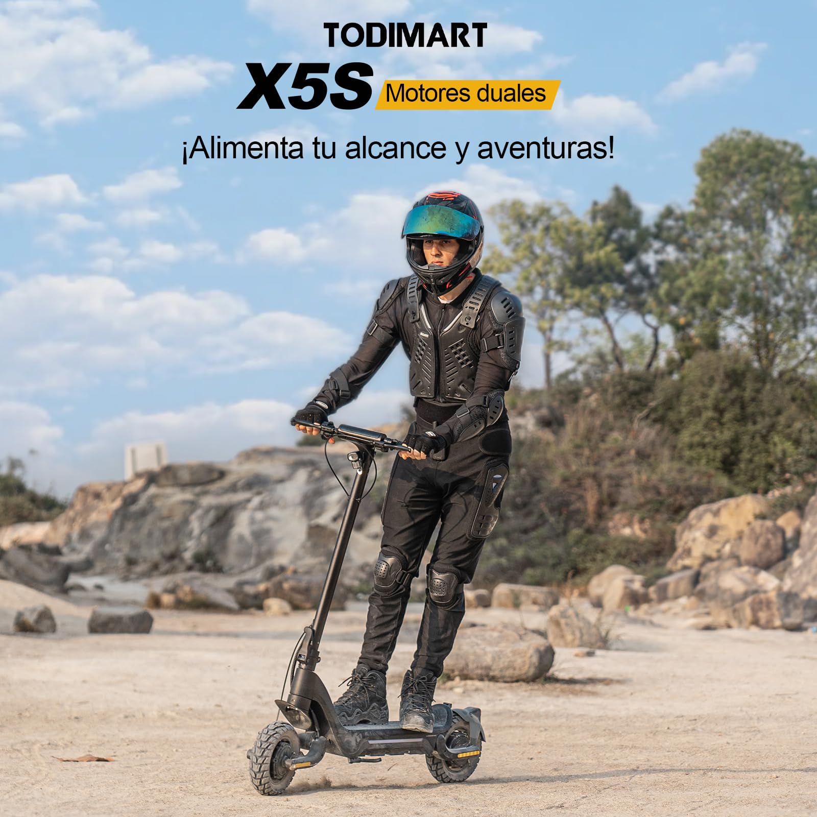 TODIMART Patinete Eléctrico Adultos, 2000W de Potencia, Autonomía 60-80KM, 18.2AH Batería, Doble Frenos de Disco Plegable Scooter Electrico con App