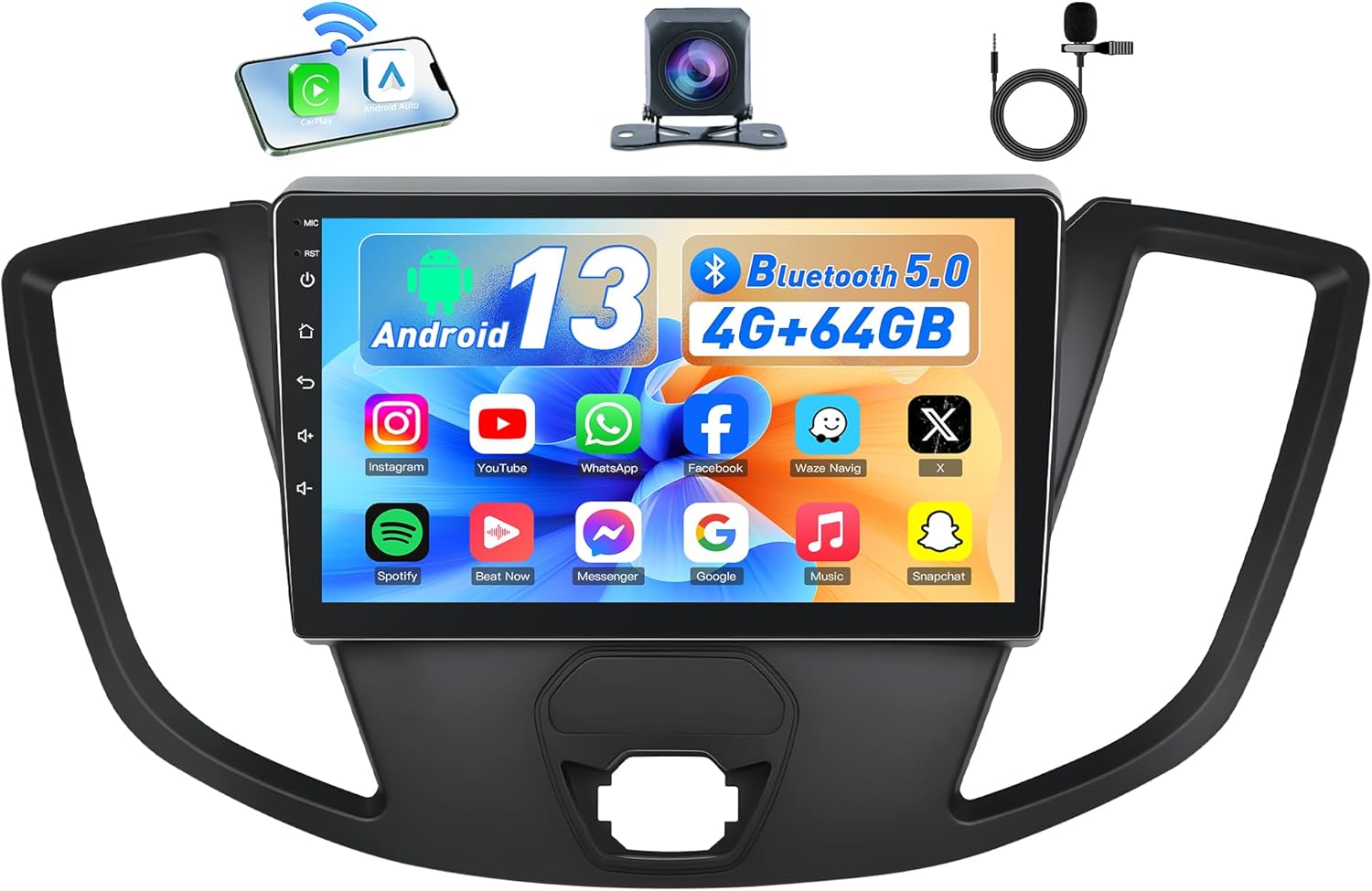 8 Core Car Radio Stereo for Ford Transit 150 250 350 2015-2019: Upgrade 5G WiFi [1280 * 800 HD] 9 Inch Touch Screen Head Unit Replacement with Backup Camera Wireless Carplay GPS FM SWC BT USB 2G+32G