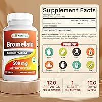 Vista 2 de Best Naturals Suplementos proteolíticos de enzimas digestivas de bromelina, 500 mg, 120 comprimidos - Apoya la digestión saludable, la salud