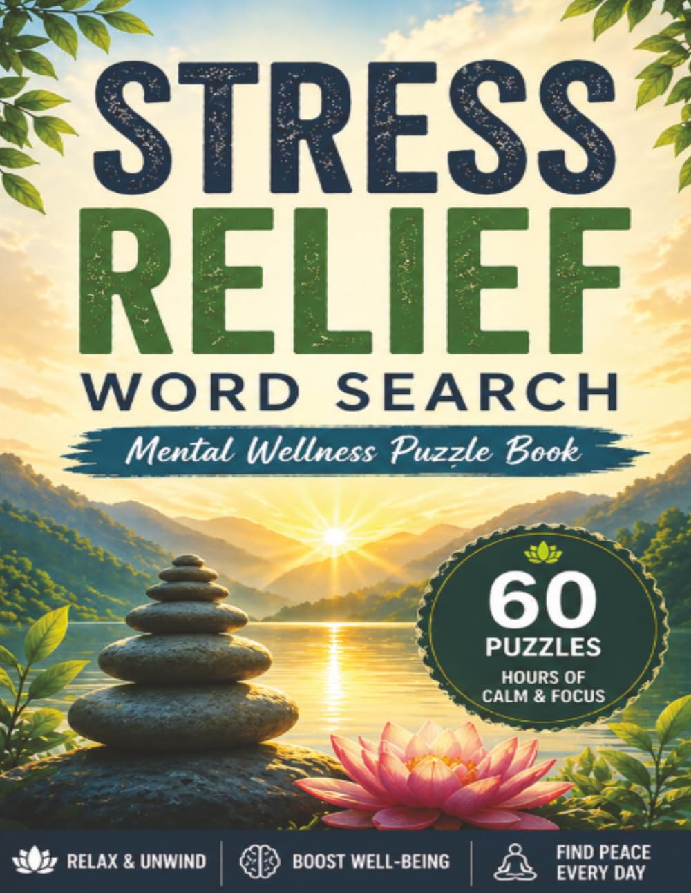 Stress Relief Word Search for Adults: 60 Relaxing Puzzles to Calm Your Mind, Reduce Anxiety, and Enjoy Peaceful Moments Every Day