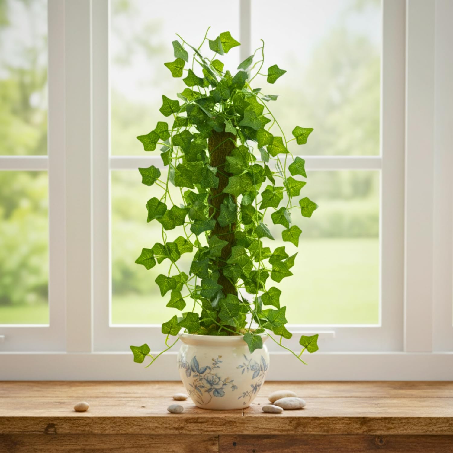 fancymart Artificial Green Leaf Hanging Creeper on Moss Stick (Without Pot) – 60 cm Tall Hanging Creeper Plant for Indoor Home, Office, Restaurant & Café Decoration