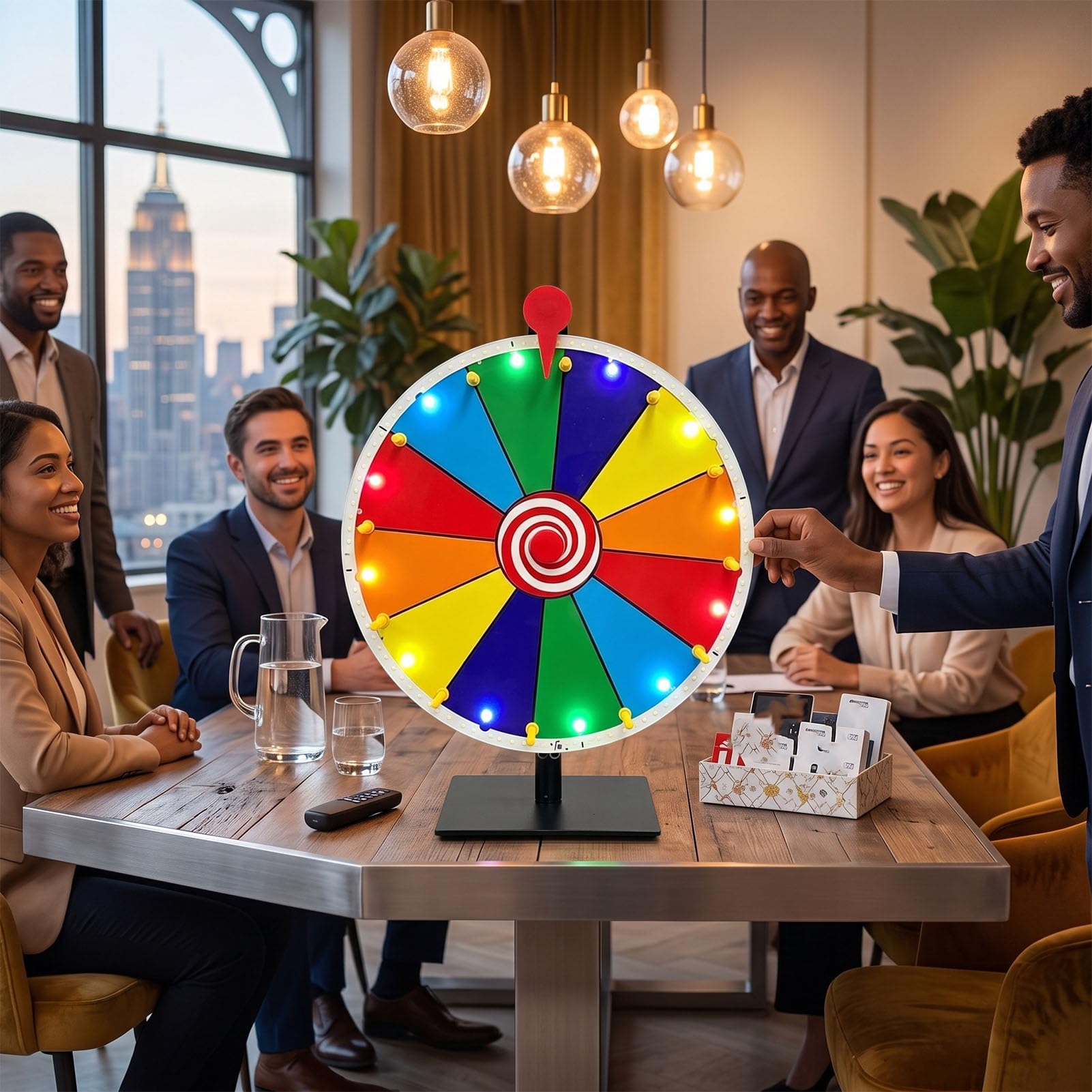 Fdit Ruota Girevole a Premi, Ruota da Gioco a 10 Slot LED con Supporto