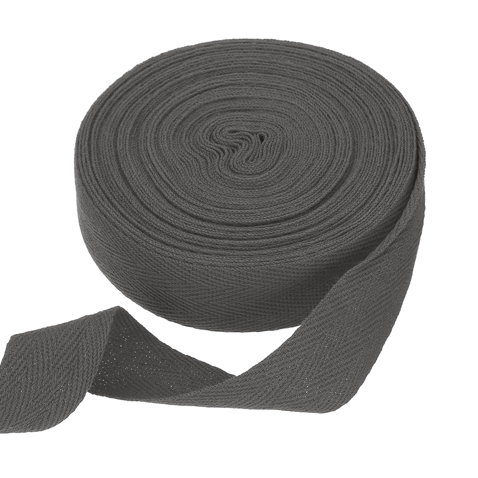 sourcing map Cotton Twill Tape Ribbon 25mm x 10 Meters Herringbone Webbing Tape Roll Bias Binding Tape for DIY Crafts Sewing Gift Wrapping, Dark Gray