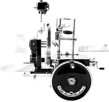 OMAS Flywheel Volano Heritage Commercial Food Slicer/Black/ 12.5-inch Chromed Steel Blade/Adjustable Thickness/Premium Manual Slicer for Meats, Cheeses, Fruits, Bread, and more/Made in Italy