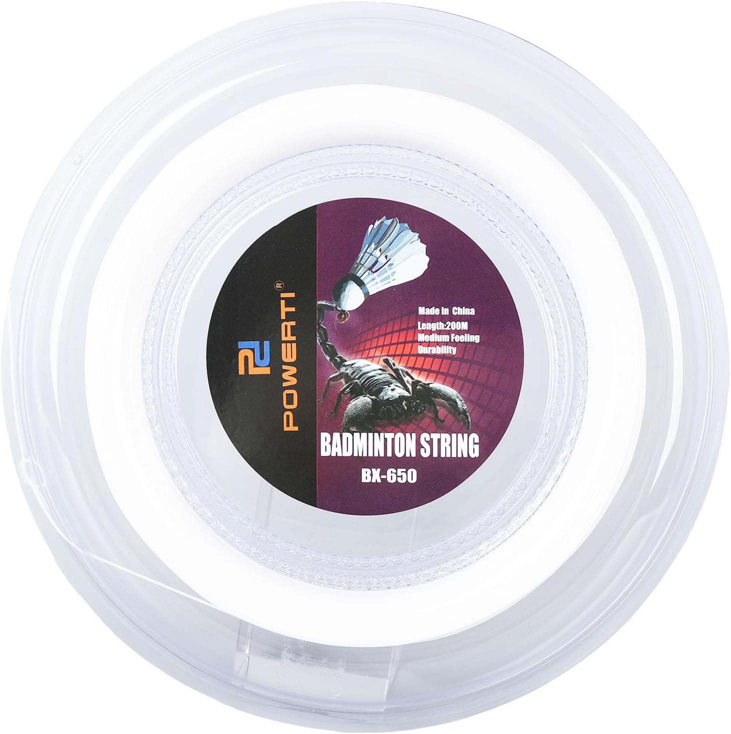 Badminton Racquet String, 0.72mm 200m Badminton Racket String Badminton Training Nylon String Line BX 650 (White)