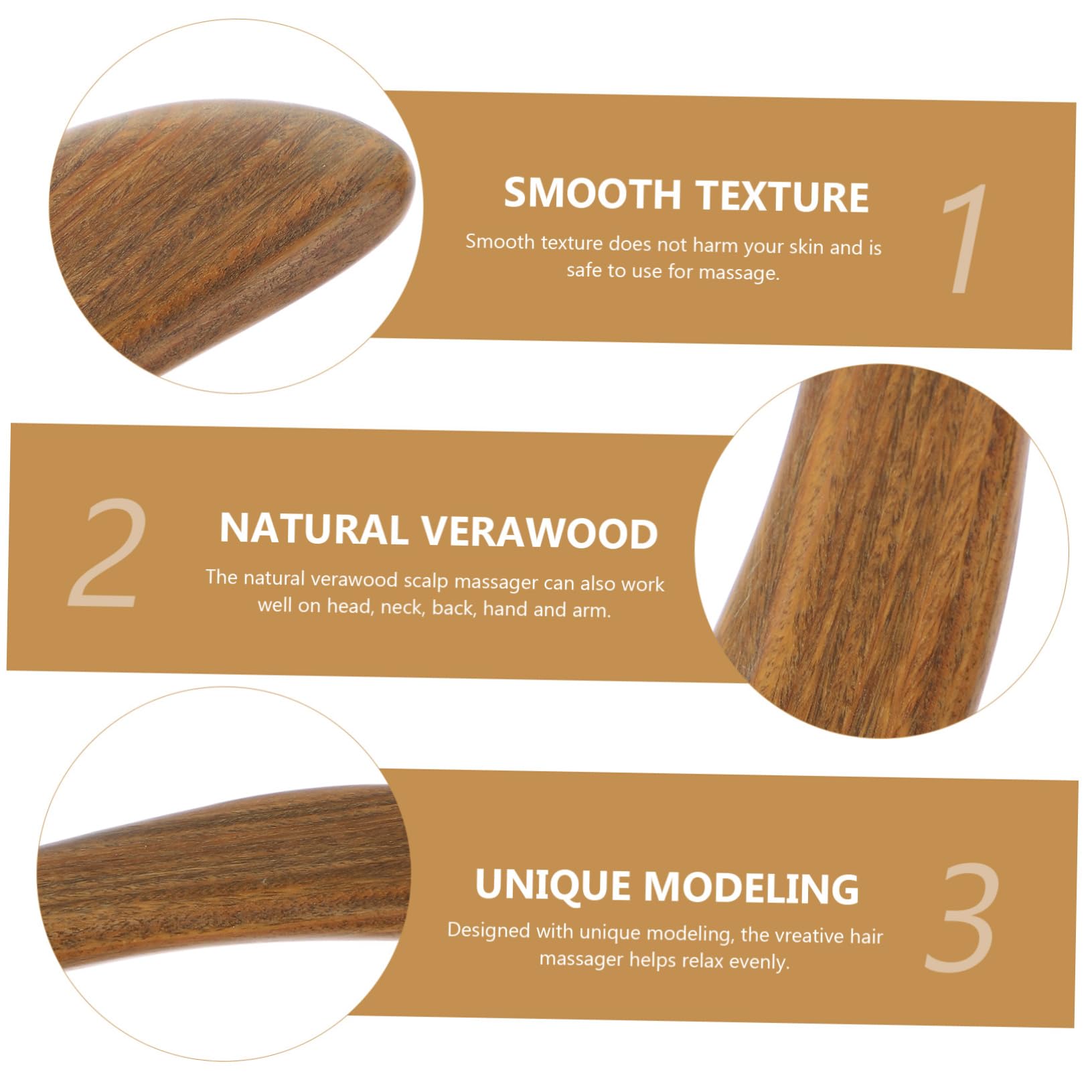 FOMIYES 2pcs Green Sandalwood Comb Hair S Shaped Massager Guasha Massage Scraper Hand Massager Head Accessory Facial Massager Convenient Massage Comb Massage Scrapers Home Brown